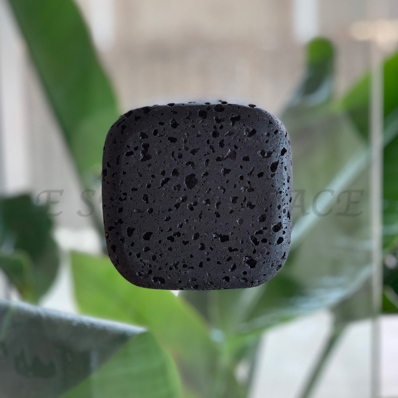 Volcanic Rock Square Handle with Rounded Edges, Natural Marble Matte Black Glass Wooden Door Handle for a Shop's Ambiance