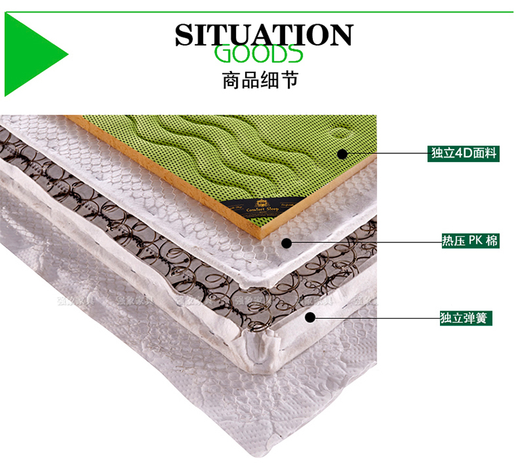Voi mạnh độc lập 4D phân vùng vải nệm lò xo 1,5 m 1,8 m thoáng khí nệm đôi tùy chỉnh S0819 - Nệm nệm foam