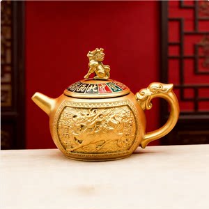 浮雕龙凤小茶壶马上胡转手把玩打麻将招财工艺品手把件解压小玩具