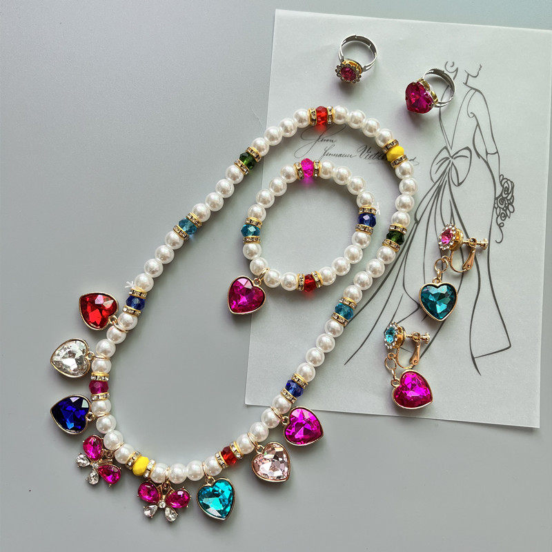 Girl Child Baby Girl Jewellery Gift Box Jewel Necklace Princess Pearl Necklace Bracelet Suit Gift Ring-Taobao