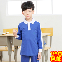 Shenzhen unified primary school uniforms mens spring and autumn sportswear with long-sleeved shirts