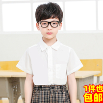 Shenzhen primary school uniform mens summer shirt short sleeve white shirt