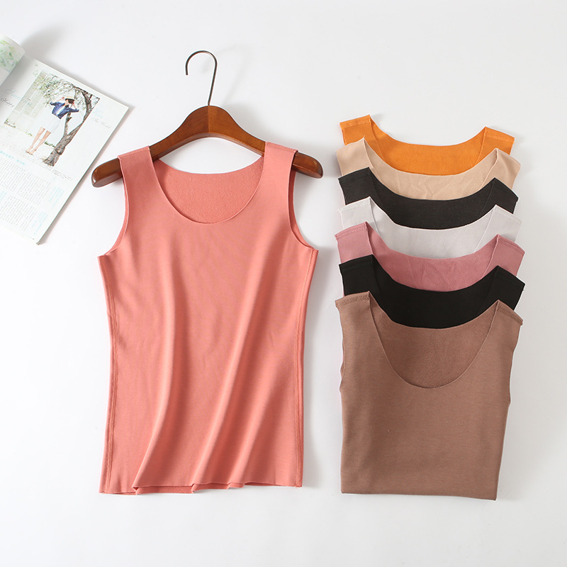 Áo liền quần nhung liền thân của phụ nữ đồ lót nhiệt đơn mảnh vest mỏng cổ tròn dày cỡ lớn mùa thu và bông mùa đông quần lot