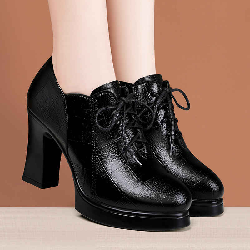 Thick-Heeled Deep-Cut Single Shoes for Women 2026 Autumn and Winter New Style Fleece-Lined High-Heeled Shoes for Middle-Aged and Elderly Mothers Leather Shoes Runway Women's Shoes Thick-Heeled Deep-Cut Single Shoes for Women 2026 Autumn and Winter New Style Fleece-Lined High-Heeled Shoes for Middle-Aged and Elderly Mothers Leather Shoes Runway Women's Shoes