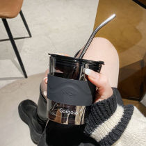 Straw-style Arctic Light Bamboo Festival Cup glass portable coffee cup ins Wind water glasses Milk Tea Cup Girls Shake the same
