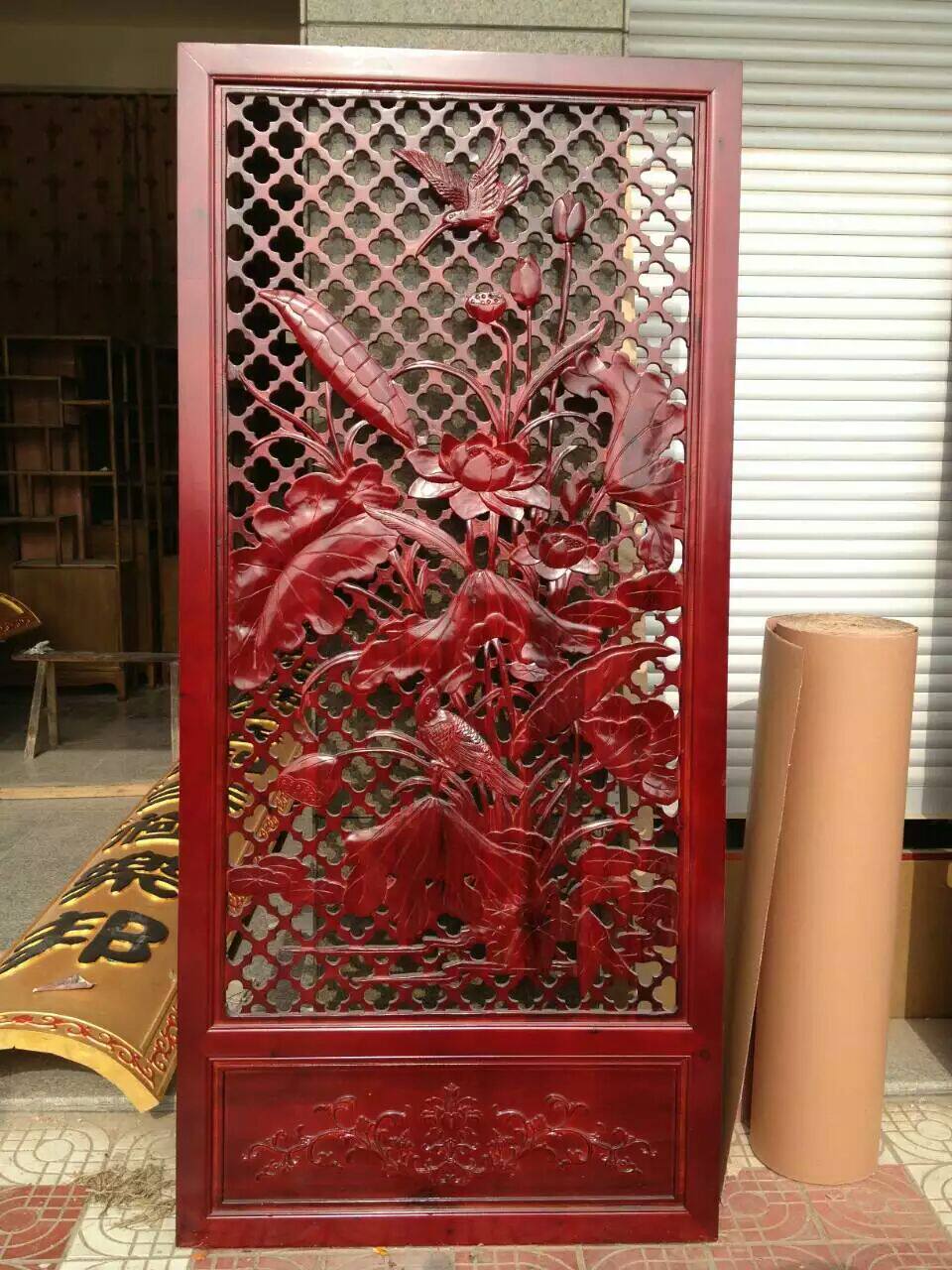 Dongyang wood carving, fan-shaped wall hanging, wall decoration, background wall decoration, porch decoration, camphor wood hollow carving