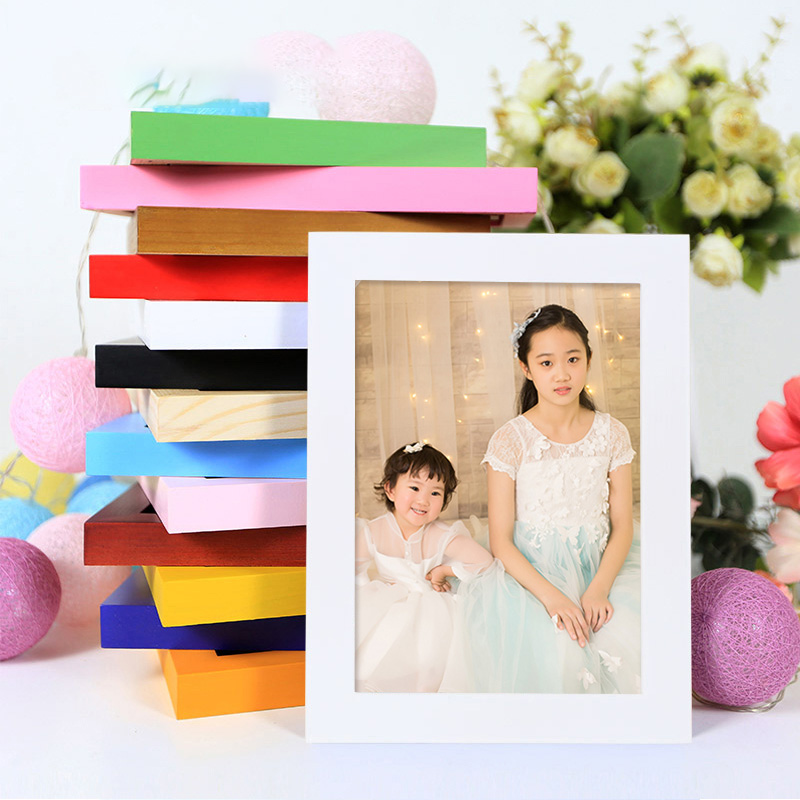 Solid wood photo frame table wall hanging combination 7 seven inches 5 6 8 10 16 Creative framed picture frame photos Children's photos