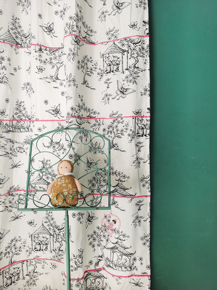 Absolute version Classic retro dolls like water current year pure cotton printed curtain flow Su window mantle separated window door curtain shade shade