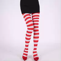 Красные и белые полосатые колготки