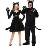 Костюмы косплея Хэллоуина, костюмы для животных мужчин и женщин, пары, костюмы черного медведя, кошки, кошки, женские костюмы