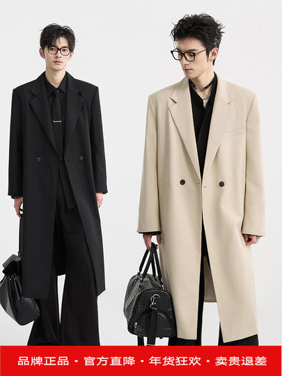 [cleanfit长款高级感]BJZE男装25春季新款西装领风衣宽松中长外套