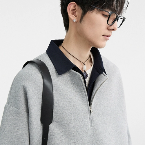 Рубашка, дизайнерский весенний комплект, толстовка с молнией, оверсайз, на молнии