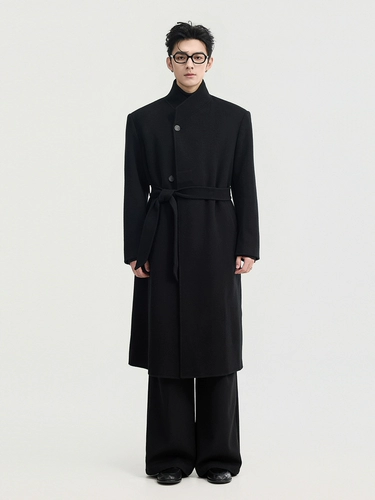 Дизайнерские наплечники, зимнее шерстяное двусторонное длинное шерстяное пальто, длина макси