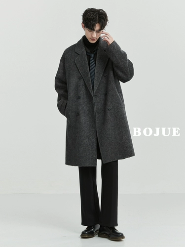 Двусторонное шерстяное зимнее пальто, длина миди, увеличенная толщина