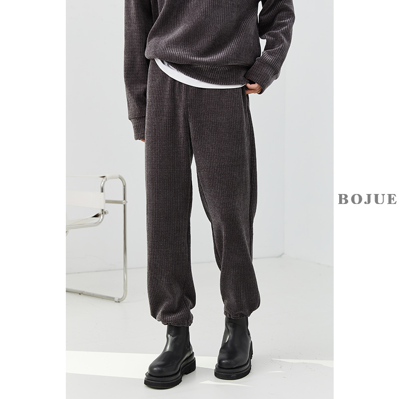 Light corvet pants men's casual pants straight tube 2021 new Korean edition trend thickened loose sports beam pants
