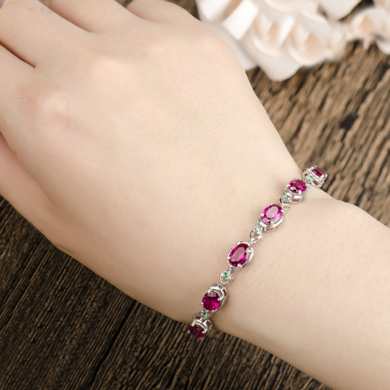 Ruby Bracelet for Women S925 Sterling Silver 2020 Princess Style Japanese and Korean Light Luxury Versatile Pigeon Blood Ruby Bracelet Ruby Bracelet for Women S925 Sterling Silver 2020 Princess Style Japanese and Korean Light Luxury Versatile Pigeon Blood Ruby Bracelet