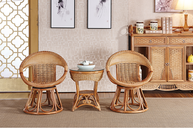 Wicker ghế ba mảnh giải trí xoay ghế mây bàn cà phê kết hợp ban công Indonesia đồ nội thất mây wicker ghế giải trí bàn cà phê ghế - Bàn ghế ngoài trời / sân mẫu bàn ghế ngoài trời đẹp