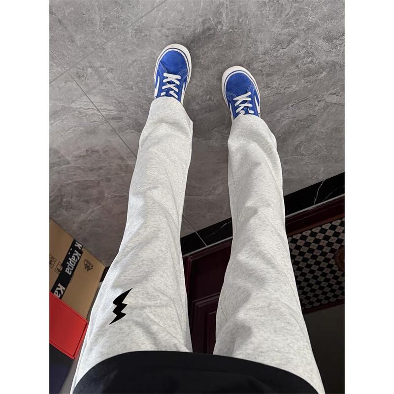 American-Style Printed Sweatpants for Men and Women, Spring and Autumn Thin Straight-Leg Pants, Breathable and Versatile for Students, Basketball Casual Sports Long Pants