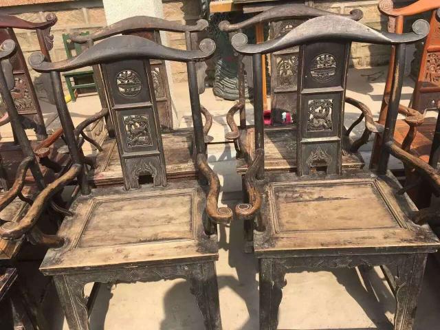 Wholesale 4th Officer Guan Hat Chair Vintage Old Furniture Antique Wood Art Wood Carving Ancient Play Folk old objects Ming and Qing furniture-Taobao