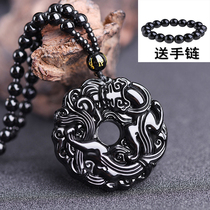 Large number Black Yao Stone leopard Green Buckle Pendant Mens Lemple necklace Necklace Girl leather Picchu pendant Lovers Student Ornaments