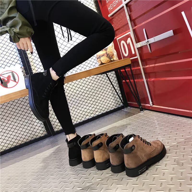 Phong cách Anh retro Martin boot nữ 2018 mùa thu và mùa đông mới hoang dã đế dày dày với đôi bốt ngắn giày boot nữ xịn