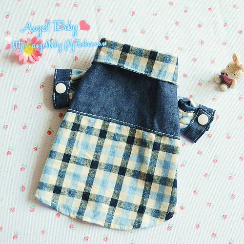 Áo sơ mi kẻ sọc denim quần áo chó con chó mùa xuân Quần áo thú cưng quần áo mùa xuân và quần áo mùa hè có thể được tùy chỉnh - Quần áo & phụ kiện thú cưng quần áo chó mèo