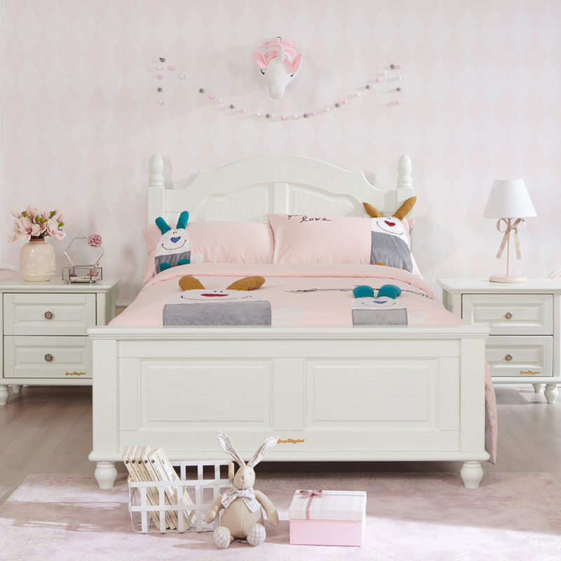 Songbu Kingdom Children's Bed Girl Princess Boy Single 1 5 m Pure White Noble Bed High Quality Home