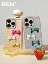 Pick up on the ground and use Rehi twist memory bow iphone14pro mobile phone case with diamond three-dimensional bow protective case