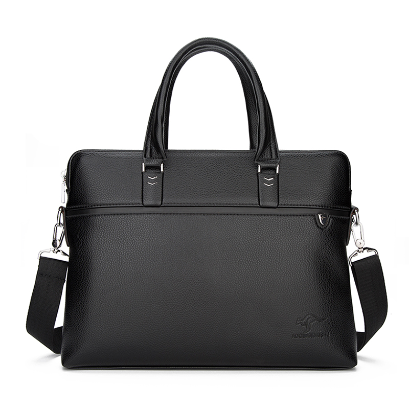 New men's business briefcase men's large-capacity one-shoulder messenger bag leather texture handbag solid color hand carry