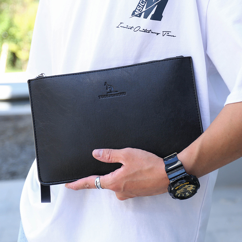 New men's long wallet pull lock wallet envelope bag bag handbag business clutch bag casual clutch solid color tide bag