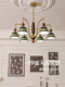Ceramic Chandelier, Living Room Main Light, Antique Style, Hall and Dining Room Light, High-End Dark Green Solid Wood Light, the Best Quality