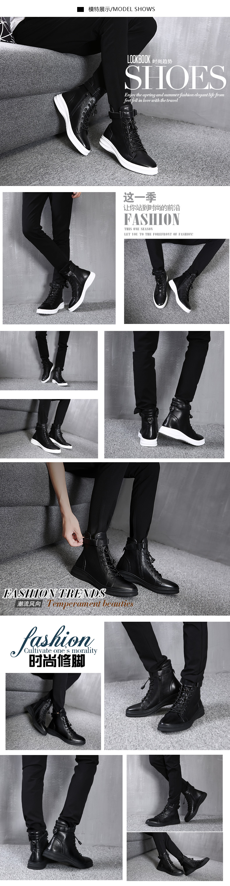 Mùa xuân mỏng khởi động quần short màu đen thủy triều nam giày cotton nam giày cao xu hướng giày da - Giày ống giày boot nam độn gót