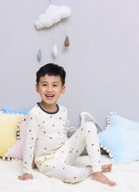 Bộ đồ lót trẻ em Xiao Qinglong thiết kế bé trai và bé gái mùa xuân và mùa thu cotton quần áo cotton Lycra cổ tròn bộ đồ trẻ em đẹp