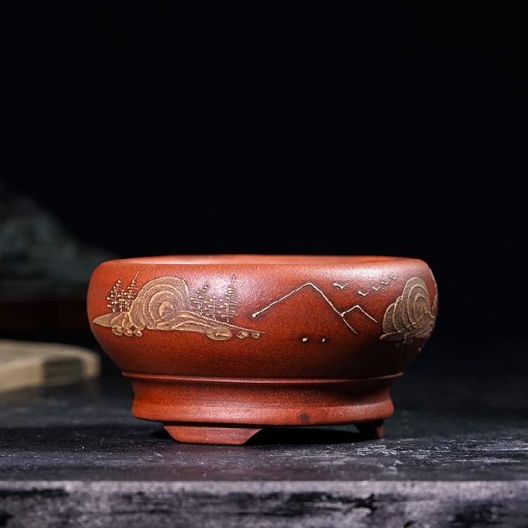 Taiwan returned to the Republic of China purple sand old flowerpot all pure handmade mud-painted miniature small flowerpot succulent purple sand flowerpot special offer