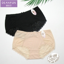 Dianfen womens underwear bamboo fiber yarn sexy lace mid waist cool breathable 100% cotton inner padding refreshing black