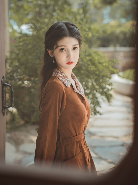 Phantom fairy suit collar single-breasted shirt long skirt floral stitching corduroy early autumn temperament long-sleeved dress