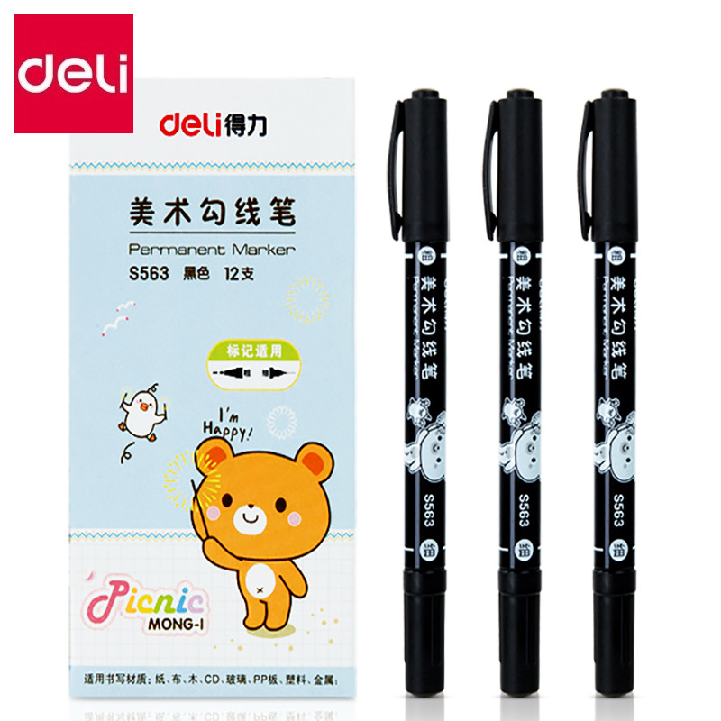 A box of 12 - packed stationery S563 double - head fine - head fine - head fine - head fine - head black fine - head and strange notebook pen