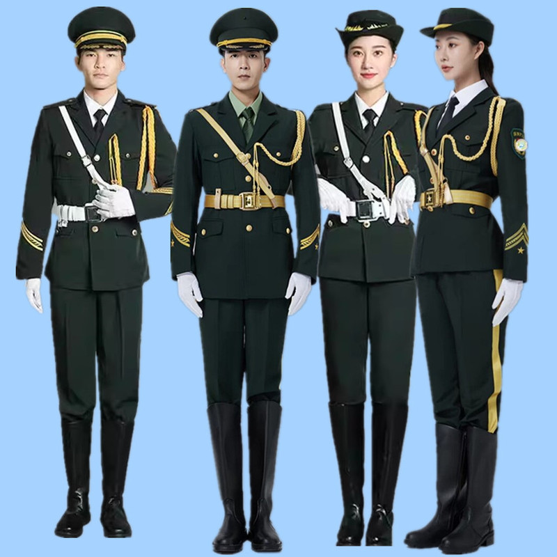 Honor Guard Uniform Flag-Raiser Guard of Honor Ceremonial Dress Green Men's and Women's Flag-Raising Ceremony Opening Ceremony Suit Spring and Autumn Long Style