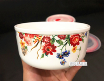 South Korea imported ceramic rice bowl with lid bone china refrigerator fresh bowl lunch box fresh box sealed bowl Flower Vine