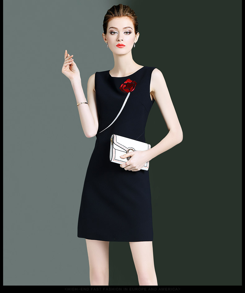 Hai Khánh xanh 2019 xuân mới của phụ nữ khí chất không tay Slim thời trang đi lại lão hóa đầm 10363 - Váy eo cao đầm thắt eo