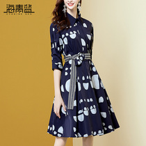 Sea Green Bluefish Style Small Crowdshirt Dress Fall Women 2020 New Cashew Slim Fit a woman dress with dress 60250