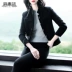 Haiqing màu xanh mùa thu năm 2021 mới của phụ nữ màu đen thời trang tính khí dài tay mỏng kết hợp tất cả áo khoác ngắn 05318 - Áo khoác ngắn Áo khoác ngắn