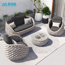 Outdoor sofa Balcony Sofa chair Nordic outdoor casual rattan chair sunscreen Waterproof Yang Light House Terrace Rattan furniture
