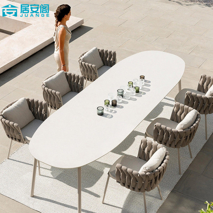 Outdoor tables and chairs casual rattan chair combination cafe chairs outdoor garden villa open-air waterproof sunscreen braided rope chair