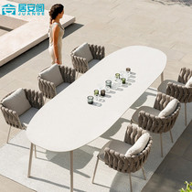 Outdoor Table And Chairs Casual Rattan Chair Combined Cafe Chair Outdoor Patio Villa open-air waterproof sunscreen Rope Chair