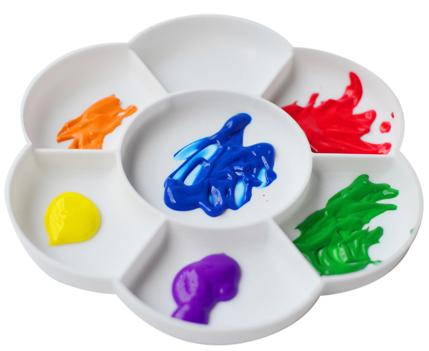 Plum-shaped pigment plate 7 large grid water powder palette kindergarten art materials students watercolor painting children's painting plate