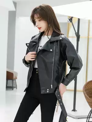 Leather women's medium and long version of the Korean version of the motorcycle BF style casual imitation sheepskin oversize jacket pu jacket spring new