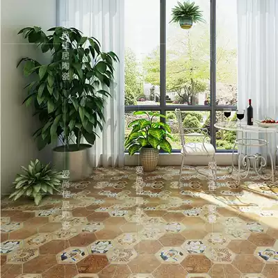 Tile floor tile 600X600 antique hexagonal brick lattice parquet Living room Bedroom bathroom Matte non-slip cement