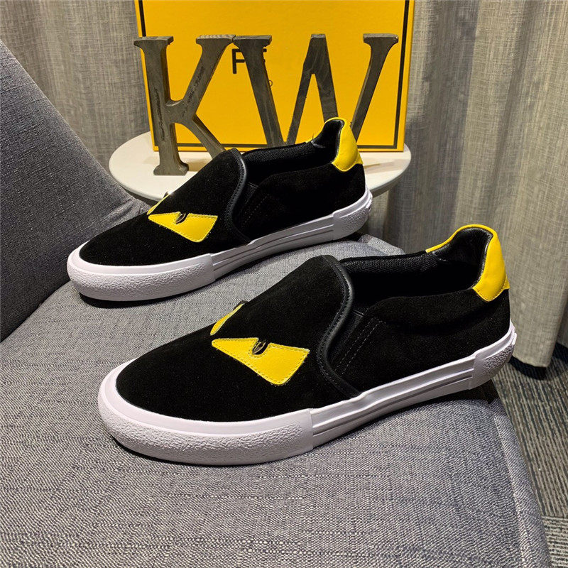 European Station Men's Shoes Genuine Leather Small Monster Eyes Sloth A Foot Pedal Lego Black Flat-bottomed Men Casual Board Shoe Tide