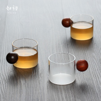 Creative wooden glass tea cup heat-resistant glass High Borosilicate transparent frosted tea cup Master Cup personal small tea cup